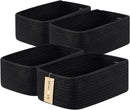 Small Storage Baskets for Organizing | Closet Organizer Bins | Shelf Toy Basket | Woven Rope Baskets | Cube Decorative Box | Shallow Basket | 13x8.5x5.1” | 4 Packs Black by GreenHaven Gardens