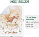 Personalized Baby Crib Bedding Set - Custom Name Fox Pattern 3 Pcs Set - Soft Blanket with Double Layer Dotted Backing, Fitted Sheet, Room Rug for Newborns Boys Girls Shower Gift by TinyTreasures Baby Boutique