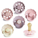 FRIGG Natural Rubber Baby Pacifier 6-Pack Blooming Love | Made in Denmark | BPA-Free (6-18 Months) by TinyTreasures Baby Boutique