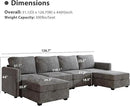 mestyl Modular Sectional Sofa Convertible U Shaped Sofa Couch Set with Storage for Living Room, Modern 4 Seater Modular Sectional Couch with 2 Movable Ottoman (Grey) by CozyNest Decor