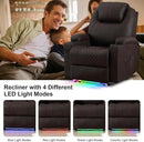 AHMED Power Recliner Chair with Vibration Massage & Heat for Adults, Faux Leather Home Theater Seating with Cup Holders/LED Lights/USB Ports/Side Pockets for Living Room, Brown by CozyNest Decor