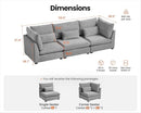 Oversized Modular Sofa, Extra Deep Cloud Chenille Sectional Couch with Ottoman Chaise, Fluffy Chenille 3 Seater Sofa for Living Room, Villa (Basic 3 Seater, Chenille Grey)