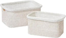 La Jolie Maison Blended Fabric Storage Baskets Set of 2, Rectangle Knitted Baskets for Organizing, Boho Decorative Baskets, Durable Finish, Oatmeal by CozyNest Decor