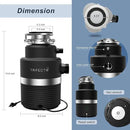 Trifecte Series 1 HP Continuous Feed Garbage Disposal with Sound Reduction, Power Cord, Stainless steel Flange,Splash Guard, Wrench Included, Black by CozyNest Decor