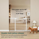 Cumbor 29.7-48" Baby Gate for Stairs, Mom's Choice Awards Winner-Dog Gates for Doorways, Auto Close Safety Pet Gate for Dogs Indoor, Easy Install Pressure Mounted Child Gate with Walk Thru Door, White by TinyTreasures Baby Boutique