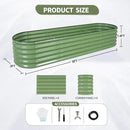 Galvanized Raised Garden Bed - 8x2x1.4FT Metal Planter Boxes Outdoor | Oval Steel Raised Bed Kit for Gardening with Protective Tape, Bracing Rods, Gloves for Vegetables, Flower, Herb (Green) by GreenHaven Gardens