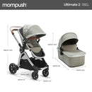 Mompush Ultimate 2 Baby Stroller for Infant and Toddler with Newborn Mode and Reversible Seat, All-Terrain Stroller with All-Wheel Suspension, Includes Car Seat Adapter and Large Storage Basket by TinyTreasures Baby Boutique