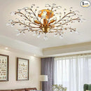Ganeed Crystal Chandeliers,Vintage K9 Clear LED Ceiling Lighting,Edison Pendant Light Flush Mounted Fixture with 5 Light for Living Room Dinning Room Restaurant Porch Hallway (Gold) by CozyNest Decor
