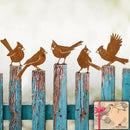 5PCS Rusty Birds Decoration, Fence Decorations Outdoor, Metal Birds Yard Decor Perfect Yard Art and Large Outdoor Ornaments, Cardinal Gifts by GreenHaven Gardens
