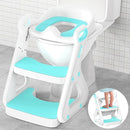 Gimars Upgrade Ultra-Stable 2 In 1 Multifunctional Toddler Potty Seat For Toilet with Setp Stool, Potty Traning Toilet For Boys Girls With Widened Ladder,Comfortable Safe Potty Seat With Handrail,Aqua by TinyTreasures Baby Boutique