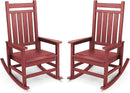 SERWALL Outdoor Rocking Chair Set of 2, HDPE Rocking Chairs for Adult, All Weather Porch Rockers for Lawn Garden, Crimson Red by GreenHaven Gardens