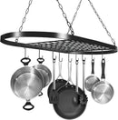 Sorbus® Pot and Pan Rack for Ceiling with Hooks — Decorative Oval Mounted Storage Rack — Multi-Purpose Organizer for Home, Restaurant, Kitchen Cookware, Utensils, Books, Household (Hanging Black) by CozyNest Decor