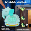 Alarm Clock for Kids with Night Light, Sleep Training Clock Time to Wake Clock, Rechargeable Silicone Light for Bedroom, Perfect Sleep Companion for Boys Girls, Green Elephant by TinyTreasures Baby Boutique
