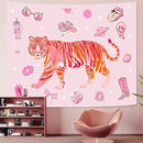 Lunerfex Y2K Tapestry Pink Tiger Wall Tapestry, Cute Tapestries for Bedroom Funny Tapestries Wall Hanging for Bedroom Living Room Decor Pink-3 44"x60" by CozyNest Decor