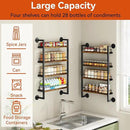 IBUYKE Spice Rack Wall Mount,4 Tier Hanging Seasoning Organizer,Large Spice Rack for Wall for up to 50 Jars,Spice Organization for Kitchen Cabinet,Bathroom,Pantry,Living Room,Brown TLJ016H by CozyNest Decor