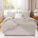 Litanika Comforters Super King Size Linen, 3 Pieces Lightweight Solid Bedding Set & Collections, All Season Fluffy Bed Set (120x120In Comforter & 2 Pillowcases) by CozyNest Decor