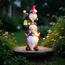 Garden Gnome Statue with Solar Lights Large Garden Sculptures Funny Triple Gnome Outdoor Patio Lawn Yard Garden Decor Gifts for Women Mom 12 in Spring Gnomes Outdoor by GreenHaven Gardens