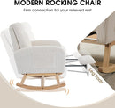 NIOIIKIT Nursery Rocking Chair, Corduroy Upholstered Rocking Chair with Adjustable Footrest, Tufted Rocker Chair with Side Pocket, Glider Rocker for Living Room, Bedroom (Cream Casual) by TinyTreasures Baby Boutique