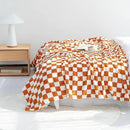 LOMAO Throw Blankets Flannel Blanket with Checkerboard Grid Pattern Soft Throw Blanket for Couch, Bed, Sofa Luxurious Warm and Cozy for All Seasons (Orange, 60"x80") by CozyNest Decor