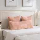 Fancy Homi 2 Packs Peach Big Decorative Throw Pillow Covers 24x24 Inch for Couch Bed Sofa, Rustic Farmhouse Boho Home Decor, Soft Corss Corduroy Patchwork Accent Square Cushion Case 60x60 cm by CozyNest Decor