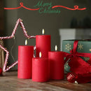 LUSHABOR Flameless Candles, 4 Pack Battery Operated Candles with Remote, Real Wax LED Fake Candles with Timer Flickering for Christmas Wedding Home Party D3 H 5" 6" 7" 9" Red by CozyNest Decor