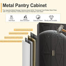 61" H Metal Kitchen Pantry Storage Cabinet, Freestanding Cupboard with 2 Doors and 3 Adjustable Shelves, Standing Storage for Kitchen, Bathroom, Garage, Dinning Room or Utility Room（Black） by CozyNest Decor