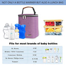 Breast Milk Cooler Bag with Ice Pack Fits 4 Baby Bottles Up to 9 Ounce, Baby Bottle Bag Great for Nursing Mom Daycare, Purple by TinyTreasures Baby Boutique