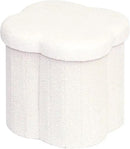 B FSOBEIIALEO Storage Ottoman Cube, Flowers Shaped Ottomans with Storage Foot Stool Footrest, Boucle Ottoman Seat for Dorm Room, Faux Teddy Fur, Cream White 15"x15"x15" by CozyNest Decor