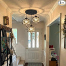 Farmhouse Glam Chandelier with Glass Star Pendants Light Fixture Elegant Ceiling Hanging Lights Included Warm Light Bulbs Black by CozyNest Decor