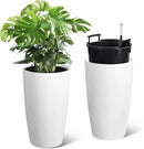 22" Tall Round Planter Set of 2, Self Watering Pots for Indoor Plants, Large Flower Pot Outdoor with Built-in Drainage and a Water Level Monitor, for Patio, Porch, Living Room, or Home Office, White by CozyNest Decor