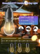 Led String Lights Outdoor 27Feet S14 Patio Light, Edison Shatterproof Bulbs Weatherproof Strand, Commercial Grade Patio Lights, Decorative for Garden or Patio by GreenHaven Gardens