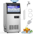Commercial Ice Maker Machine 130 LBS/24H, 45 Ice Trays Freestanding & Undercounter Ice Machine Stainless Steel with 20 LBS Ice Storage Capacity, Ice Maker with Water Line and Filter, Dual Water Inlet by CozyNest Decor