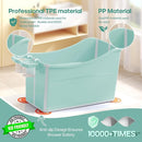 Collapsible Baby Bathtub Foldable Bathtub for Toddler Portable Large Foldable Bath Tub Bathtub for Kids Petite with Thermometer and Storage Basket (Green) by TinyTreasures Baby Boutique