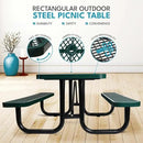 6 ft. Rectangular Outdoor Steel Picnic Table with Umbrella Pole, Heavy-Duty Weather-Resistant Dining Table for Patio, Backyard, and Garden, Rust-Resistant Finish, Green by GreenHaven Gardens