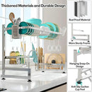 MAJALiS Over Sink Dish Drainer Drying Rack, 2 Tier Stainless Steel Dish Rack Over Sink Sink Length Adjustable (33.5-40 in), Expandable Drainer Shelf Rack with Multifunctional Organizers, Sliver by CozyNest Decor