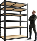 84" H Garage Shelving, 6 Tier Storage Shelves Load 3000 lbs, Adjustable Garage Shelves, Metal Shelving Unit for Warehouse, Basement, Pantry, 40" Wx 16" D x 84" H, Black by GreenHaven Gardens