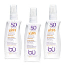 BU SPF 50 Fragrance Free Kids Sunscreen Spray for Face and Body, TSA Travel Size Sunscreen, Clear Non Aeorsol Spray, Non Greasy, Water Resistant and Oil Free, 3.3 oz (3-pack) by TinyTreasures Baby Boutique