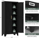 71'' Farmhouse Metal Storage Cabinet with Barn Doors,Steel File Cabinet for Home Office,Kitchen Pantry 4 Adjustable Shelves,Freestanding Cupboard for Kitchen,Home Office (Black) by CozyNest Decor