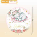 Custom Baby Crib Bedding Set, 5 Pcs Personalized Name Baby Crib Sets for Infant Toddler, Floral Elephant Nursery Bedding Set for Baby Girls, Double Layer Baby Bedding Sets Customized Gifts by TinyTreasures Baby Boutique