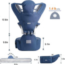 Baby Carrier, 3-in-1 Baby Carrier Newborn to Toddler with Hip Seat (Ergonomic M Position) for 0-36 Month/7-45lbs, Adjustable Size for Enhanced Lumbar Support, Perfect for On-The-go, Blue by TinyTreasures Baby Boutique