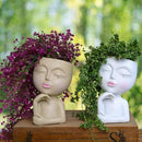 Face Planters Pots Head Planter, Plant Pots with Heads for Plants, Lady Statue Plant Pot, Unique Flower Pots with Drainage, Thinking Women Statue, Boho Vase, Cute Vases Home Decor Gift (7 Inch Khaki) by GreenHaven Gardens