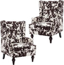 DUOMAY Tufted Accent Chair Set of 2, Modern Upholstered Wingback Side Arm Chair for Living Room Bedroom with Wood Legs, Comfy Reading Guest Chair for Office, Milk Cow/Brown by CozyNest Decor