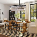 TOCHIC Chandelier 40 inch, Farmhouse Black Crystal Chandelier, Kitchen Island Lighting, Dining Room Light Fixture for High Ceiling, Modern Linear Oval Chandeliers for Living Room, Office Area, Bar by CozyNest Decor