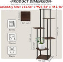 AZERPIAN Plant Stand 6 Tier Indoor Metal Flower Shelf for Multiple Plants Corner Tall Flower Holders for Patio Garden Living Room Balcony Bedroom, Black Oak by GreenHaven Gardens