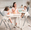 KÜB 3-in-1 Foldable Baby High Chair | Multifunctional Infant High Chairs for Babies and Toddlers | Removable Seat & Tray Easy Clean | 7 Height & 4 Recline Adjustable | 2 Locking Wheels (Grey) by TinyTreasures Baby Boutique