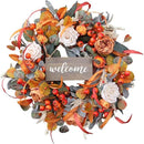 Fall Wreath for Front Door, 24 Inch Autumn Wreath with lamb's Ear Leaves, Roses, Berries & Wooden Sign,Fall Decorations for Home, Artificial Flowers Harvest and Thanksgiving Indoor & Outdoor by CozyNest Decor