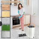 Jelymark Flat Mop and Bucket with Wringer Set, Separates Dirty and Clean Water, 3-Chamber Mop Wet and Dry Use, Not-Hands Squeeze Mops for Floor Cleaning, 8 Reusable Microfiber Mop Pads Included by CozyNest Decor