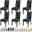 JQinHome Pattern Chair Covers for Dining Room Set of 6, High Stretch Removable Washable Parsons Chair Slipcover for Home Party Hotel Wedding Ceremony (Flourish Black,6PCS) by CozyNest Decor