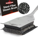 Grill Brush Bristle Free,Unique Steel Fibers Pad [Safe & Efficient] Perfect for Cast Iron/Stainless-Steel Grates - with 1 Replaceable Cleaning Head - Safe Grill Cleaner for Outdoor Grill by GreenHaven Gardens
