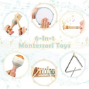 Vanplay Montessori Toys - 6 in 1 Wooden Musical Instruments for Toddlers 1-3, Infant Music Toy for Babies with Boho Xylophone for Boy & Girls Easter Birthday Gifts for 1-2 by TinyTreasures Baby Boutique